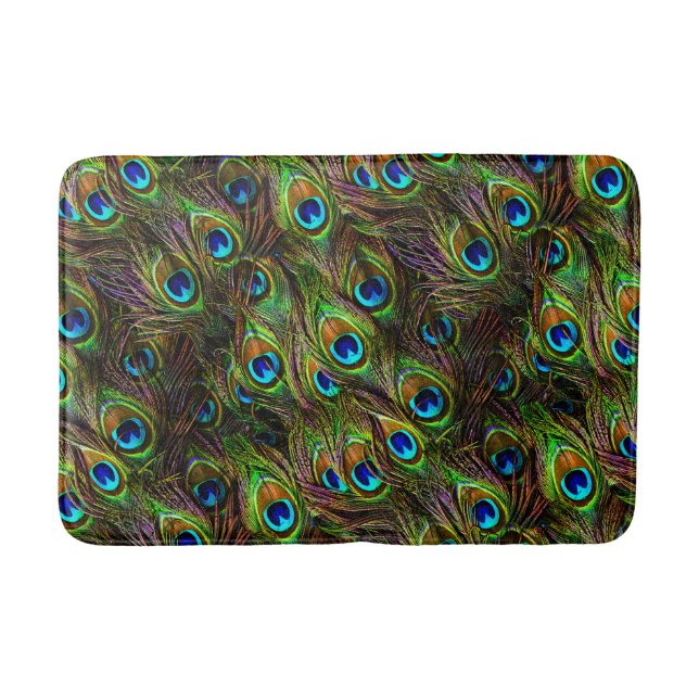 Peacock Feathers Invasion Bathmat Badematte (Vorderseite)