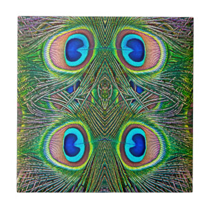 Peacock Feathers Kaleidoskop Print Fliese