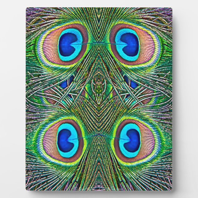 Peacock Feathers Kaleidoskop Print Fotoplatte (Vorderseite)
