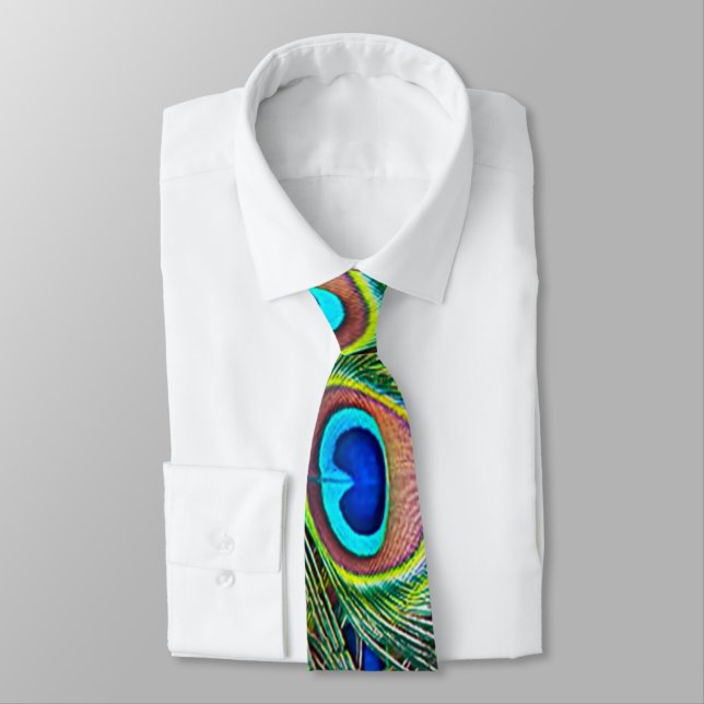 Peacock Feathers Kaleidoskop Print Krawatte (Gebunden)