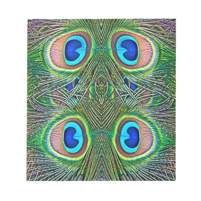 Peacock Feathers Kaleidoskop Print Notizblock (Vorderseite)