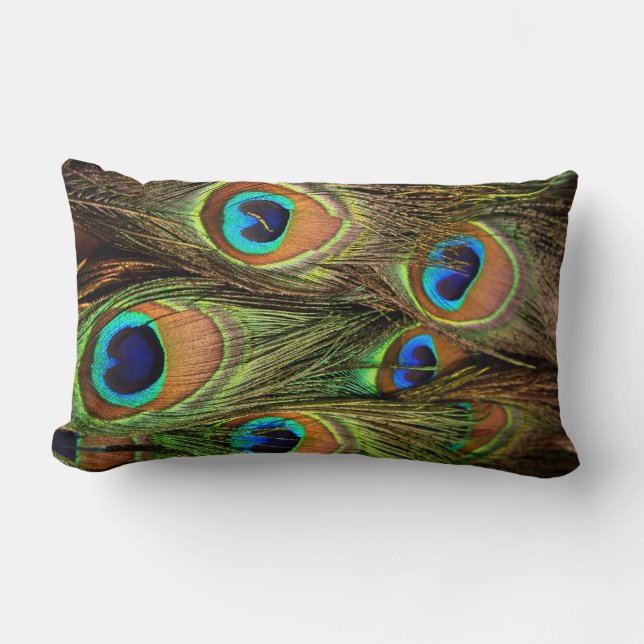Peacock Feathers Lumbar Pillow Lendenkissen (Vorderseite)