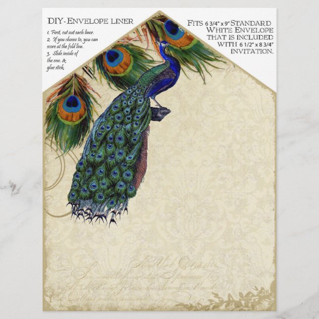 Peacock & Feathers Matching DIY Envelope Liners Flyer (Vorne)