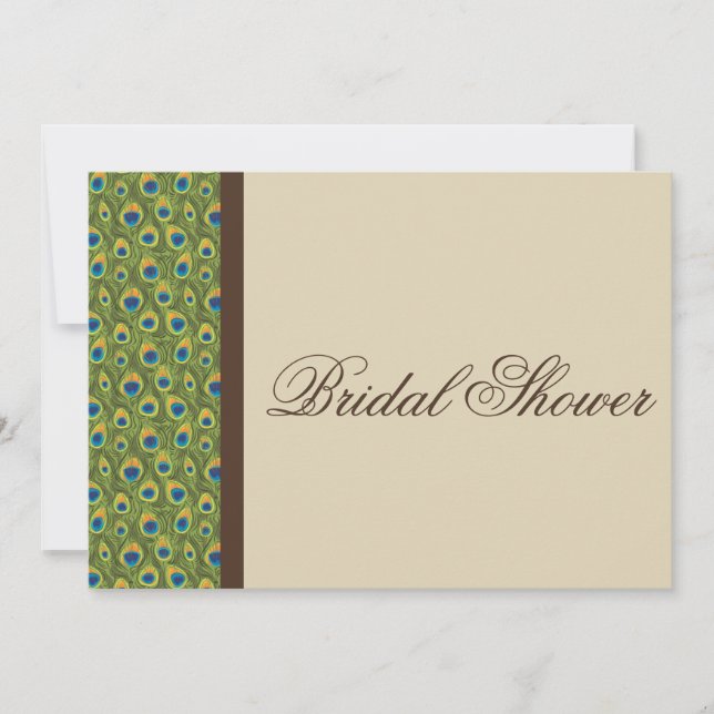 Peacock Feathers Modern Bridal Dusche Einladung (Vorderseite)
