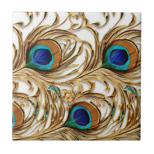 Peacock Feathers modernes nahtloses Muster Luxus Fliese