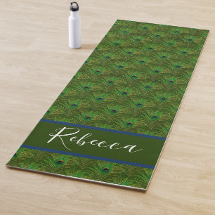 Peacock Feathers Monogram Name Yoga Mats Yogamatte