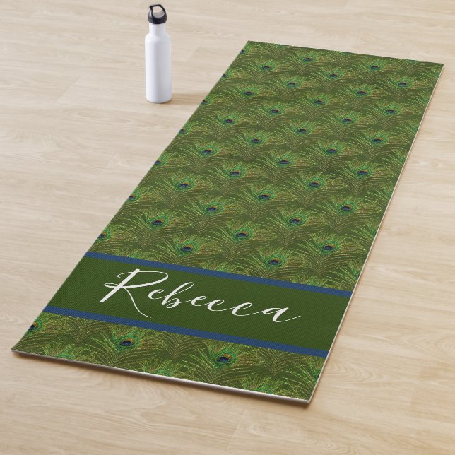 Peacock Feathers Monogram Name Yoga Mats Yogamatte (Beispiel)