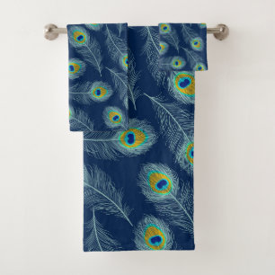 Peacock Feathers Motif bleu