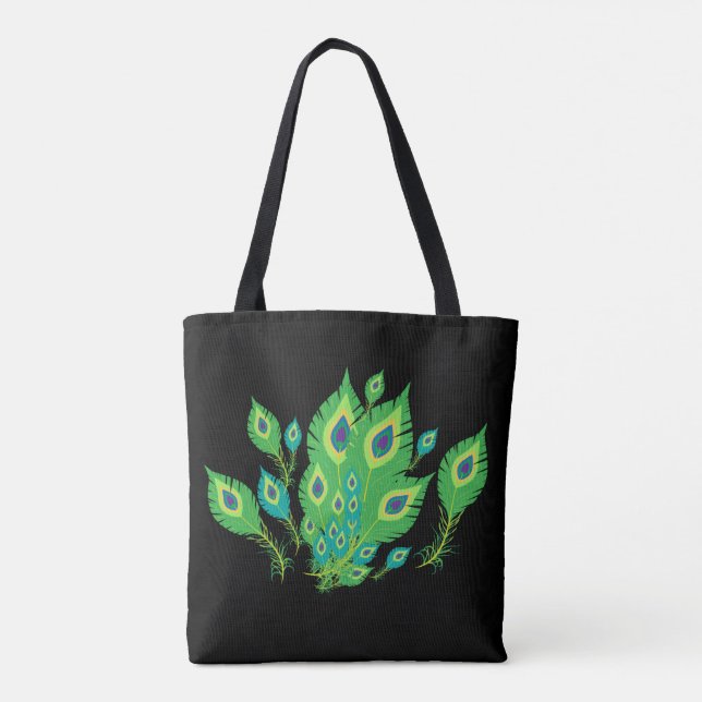 Peacock Feathers | Pfauenvögel | Mode Tasche (Rückseite)