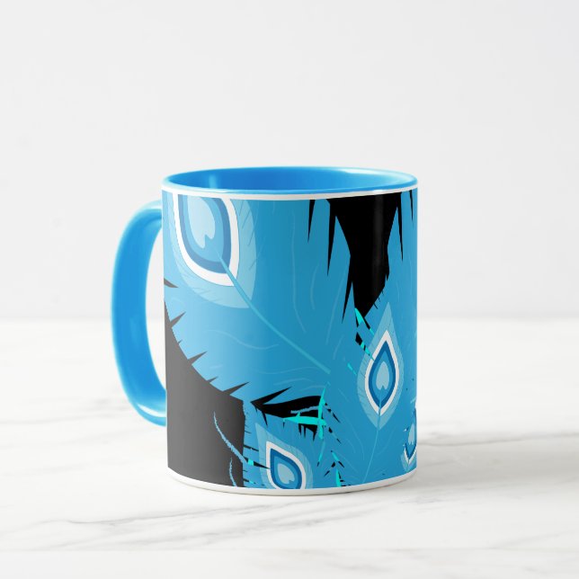 Peacock Feathers | Pfauenvögel | Mode Tasse (Vorderseite Links)