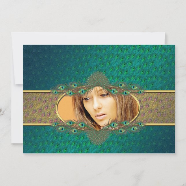 Peacock Feathers süße 16 Foto Einladungen (Vorderseite)
