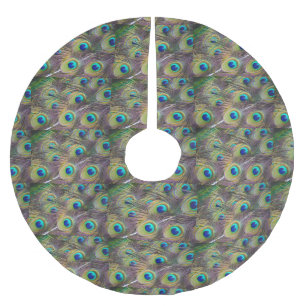 Peacock Feathers Tree Skirt Polyester Weihnachtsbaumdecke
