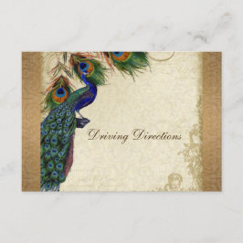 Peacock & Feathers Vintages Gold Look Damask Swirl Begleitkarte