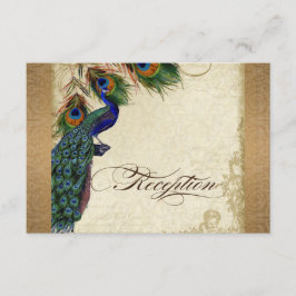 Peacock & Feathers Vintages Gold Look Damask Swirl Begleitkarte