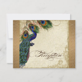 Peacock & Feathers Vintages Gold Look Damask Swirl Einladung