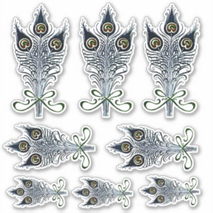 Peacock Feathers Vintages Jugendstil-Design Aufkleber