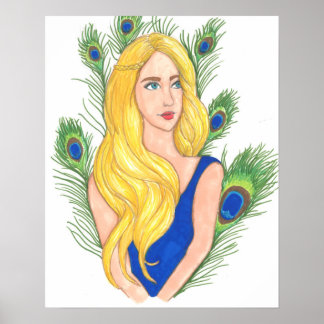 Peacock Feathers Wall Art Poster (16" x 20")