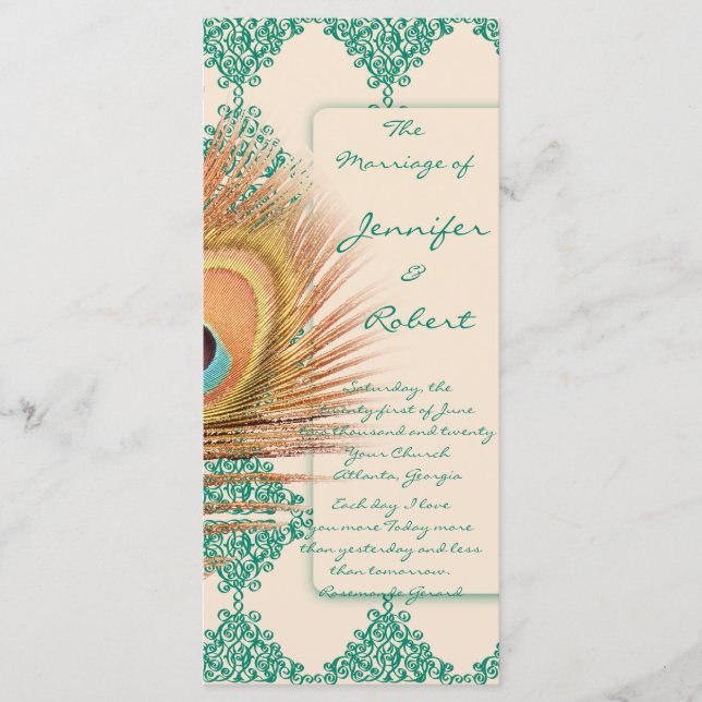 Peacock Feed on Turquoise marocain Tile Programme (Devant)