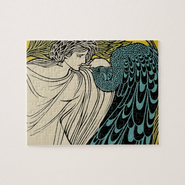 Peacock Fine Art Bird Nouveau (Horizontal)