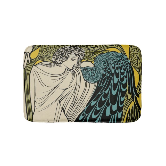 Peacock Fine Art Bird Nouveau Badematte (Vorderseite)