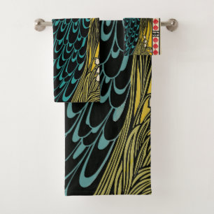 Peacock Fine Art Bird Nouveau Badhandtuch Set