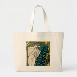 Peacock Fine Art Bird Nouveau Jumbo Stoffbeutel