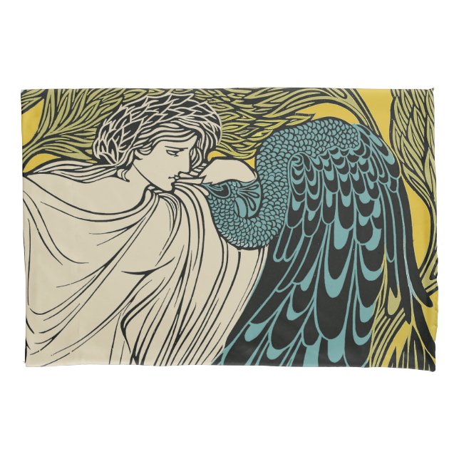 Peacock Fine Art Bird Nouveau Kissenbezug (Vorderseite)