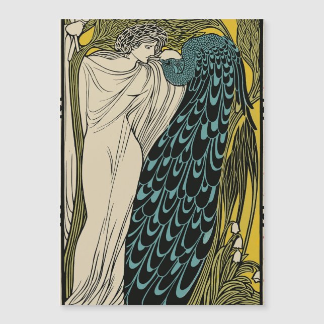 Peacock Fine Art Bird Nouveau Magnetkarte (Vorderseite)