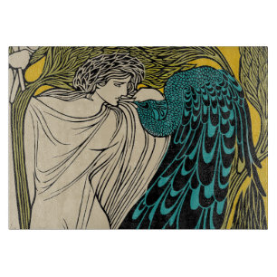 Peacock Fine Art Bird Nouveau Schneidebrett