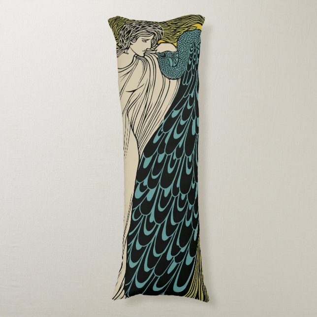 Peacock Fine Art Bird Nouveau Seitenschläferkissen (Vorderseite Vertikal)