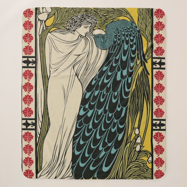 Peacock Fine Art Bird Nouveau Sherpadecke (Vorderseite)