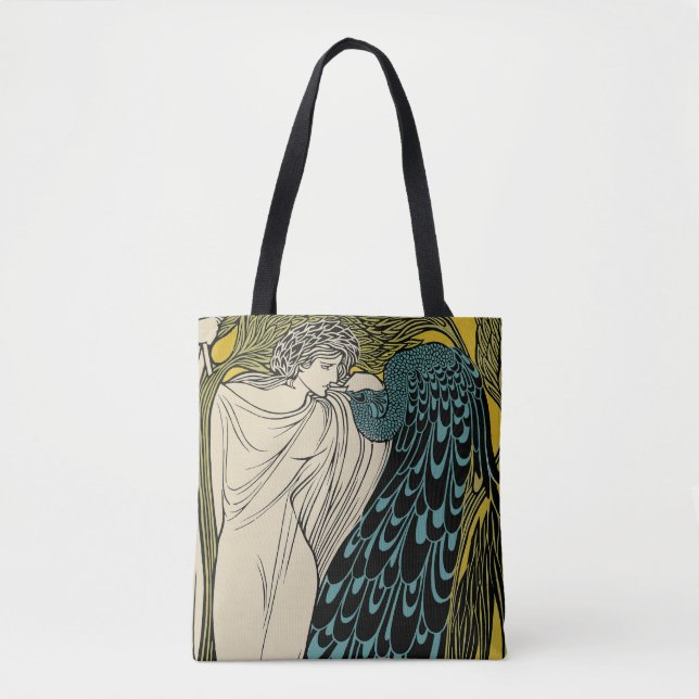 Peacock Fine Art Bird Nouveau Tasche (Vorderseite)
