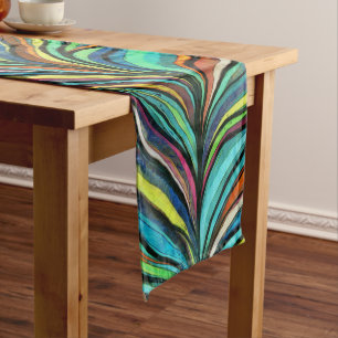 Peacock Firebird Feather Painting Kurzer Tischläufer