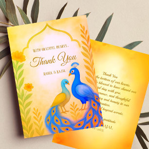 Peacock Floral Indian Wedding Danke Card