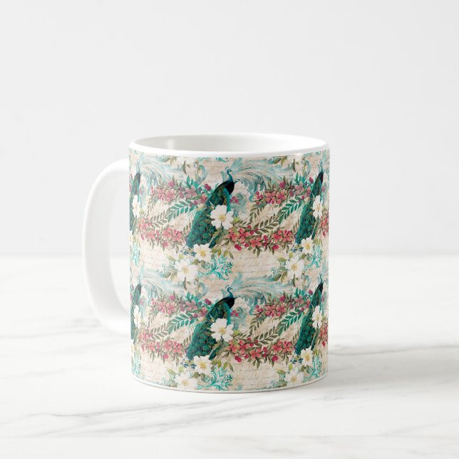 Peacock Floral Kaffeetasse (Vorderseite Links)