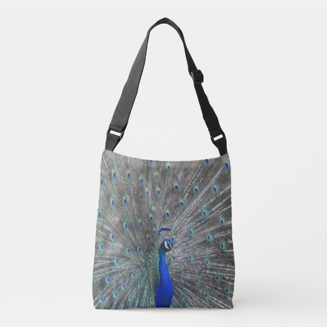 PEACOCK FOTO CROSSBODY BAG TRAGETASCHEN MIT LANGEN TRÄGERN (Vorderseite)