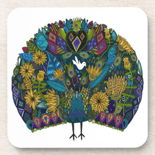 peacock garden getränkeuntersetzer
