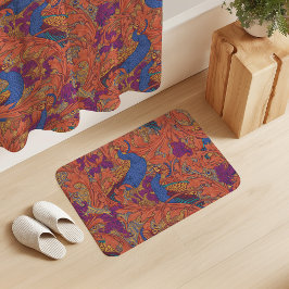 Peacock Garden in Cobalt Blue Purple Terracotta  Badematte