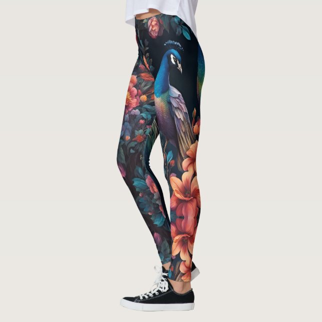 Peacock Garden Wallpaper Art Leggings (Links)