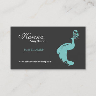 PEACOCK GEBLÜHT in AQUA/GRAY Business Card Visitenkarte