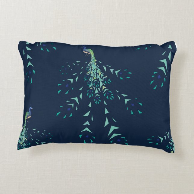 Peacock geometric Pattern Dekokissen (Rückseite)