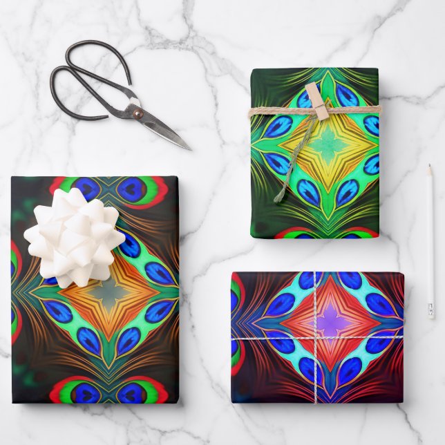 Peacock Geschenkpapier Set (Vorderseite)