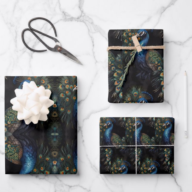Peacock Geschenkpapier Set (Vorderseite)