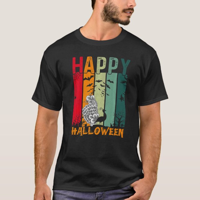 Peacock Girls Boys Retro Style Halloween Dinner P T-Shirt (Vorderseite)