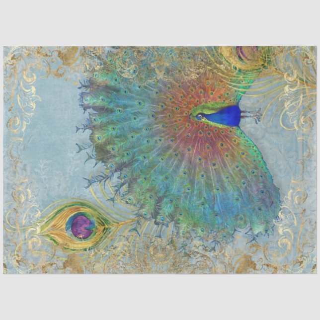 Peacock Goldene Fossilienmuseum Monte San Giorgio Seidenpapier (Vorderseite)