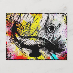 Peacock Graffiti Postcard Postkarte