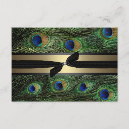 Peacock Green & Gold Wedding RSVP Karte