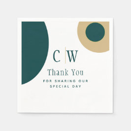 Peacock Green Gold Wedding Vielen Dank Serviette