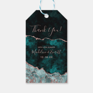 Peacock Green & Rose Gold Foil Agate Vielen Dank Geschenkanhänger