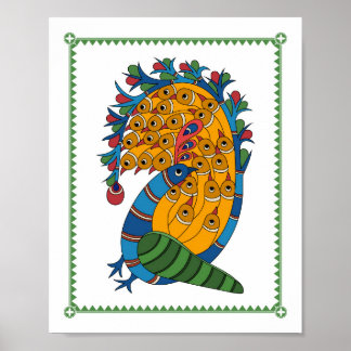 Peacock Harmony : Poster d'art de Madhubani